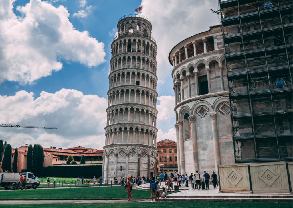 A Torre de Pisa.